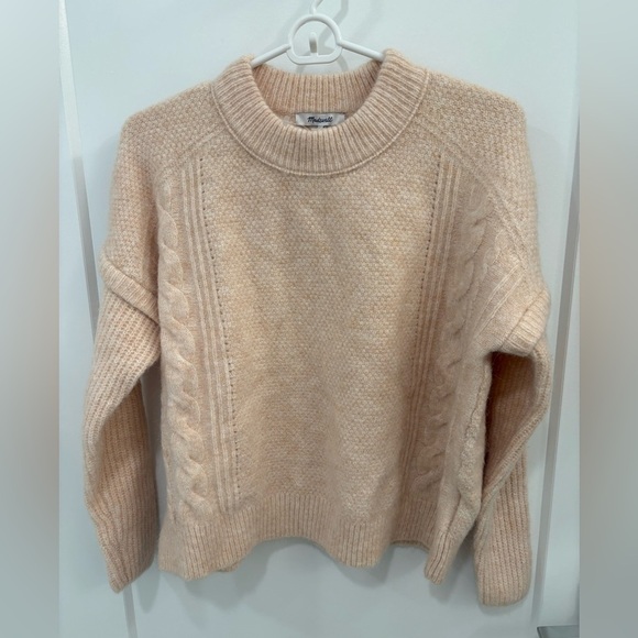 Madewell Wool Alpaca Cable Havener Pullover Sweater in Heather Powder Size XS - Picture 11 of 14